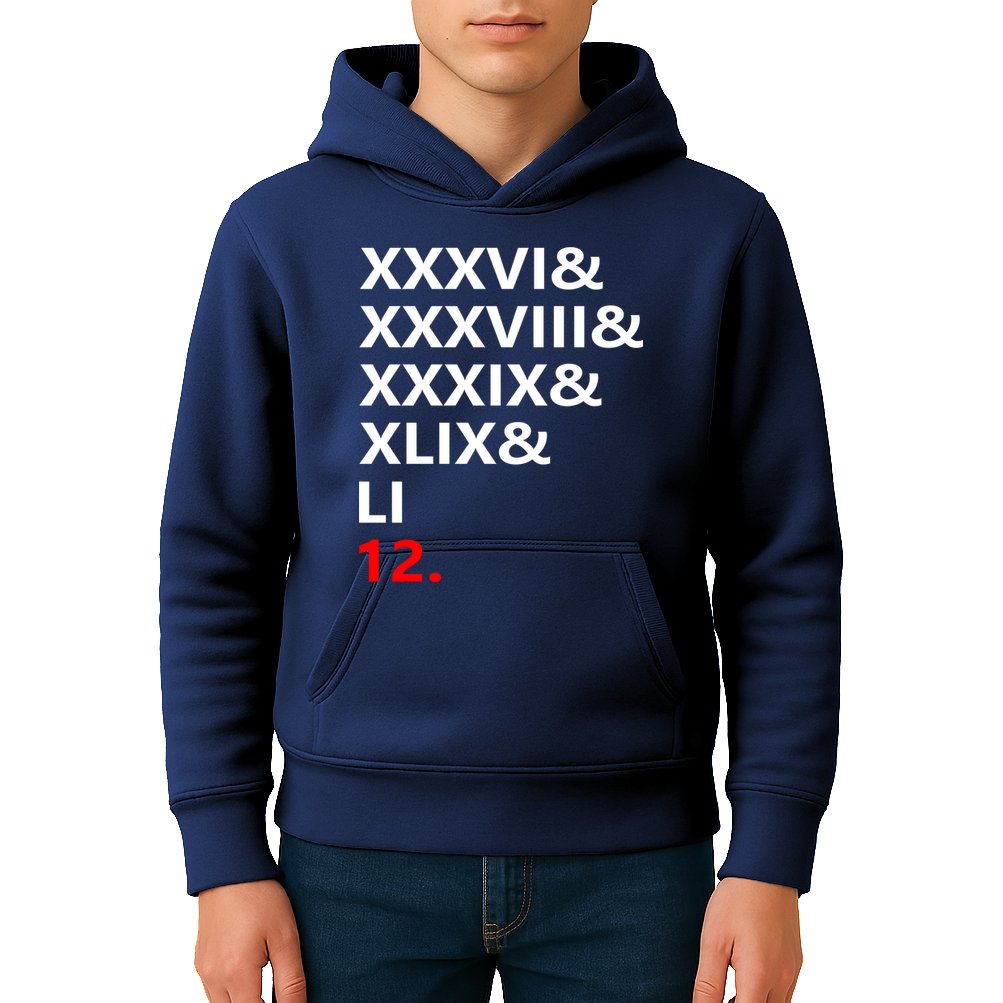Football Goat New England 5 Time World Champion #12 Kids Hoodie
