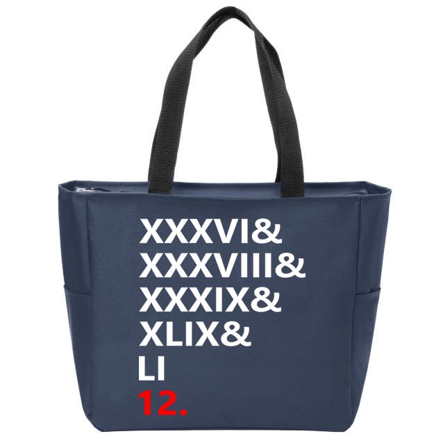 Football Goat New England 5 Time World Champion #12 Zip Tote Bag