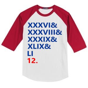 Football Goat New England 5 Time World Champion #12 Kids Colorblock Raglan Jersey