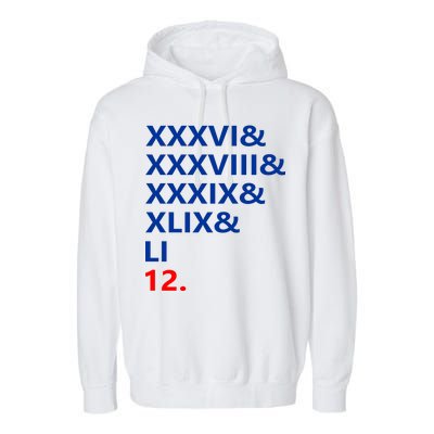 Football Goat New England 5 Time World Champion #12 Garment-Dyed Fleece Hoodie