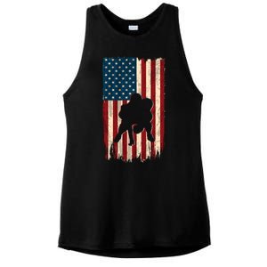 Football Lineman American Flag Sports Fan Ladies PosiCharge Tri-Blend Wicking Tank