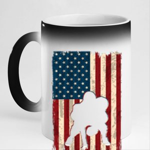 Football Lineman American Flag Sports Fan 11oz Black Color Changing Mug