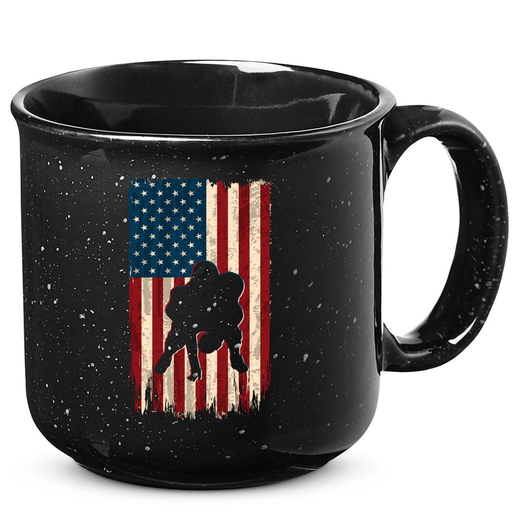 Football Lineman American Flag Sports Fan 15oz Campfire Ceramic Mug