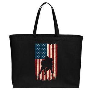 Football Lineman American Flag Sports Fan Cotton Canvas Jumbo Tote