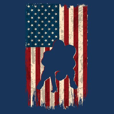 Football Lineman American Flag Sports Fan T-Shirt