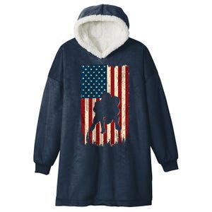 Football Lineman American Flag Sports Fan Hooded Wearable Blanket