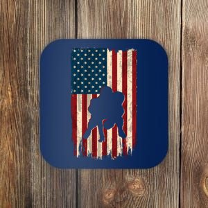 Football Lineman American Flag Sports Fan Coaster