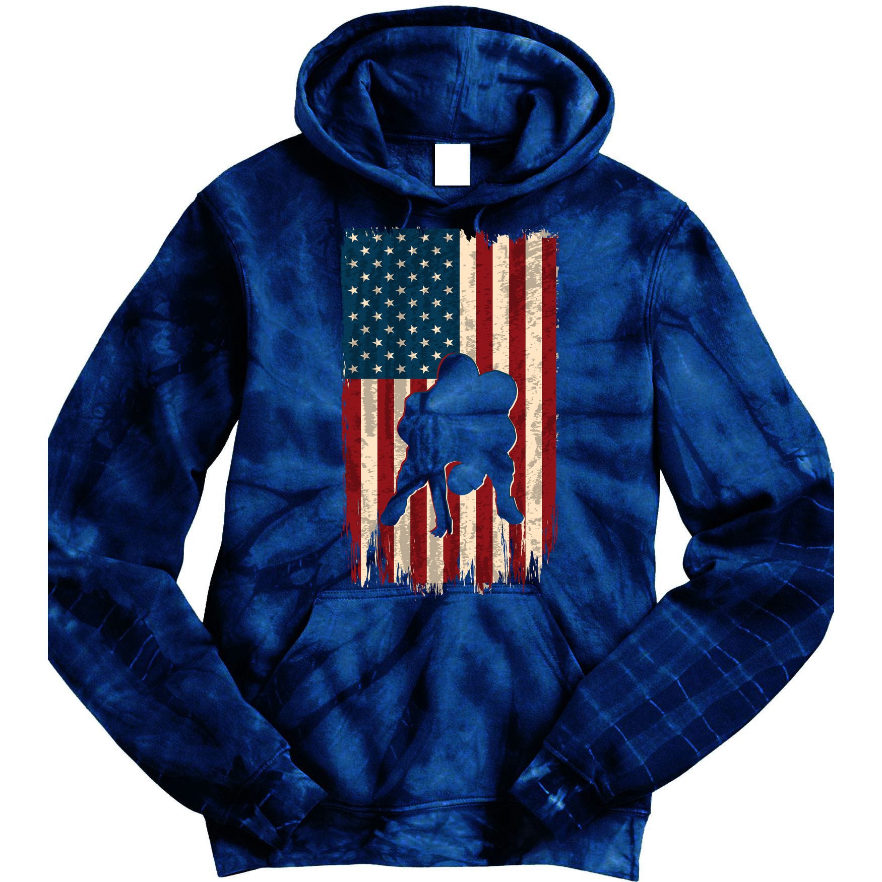Football Lineman American Flag Sports Fan Tie Dye Hoodie
