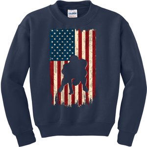 Football Lineman American Flag Sports Fan Kids Sweatshirt