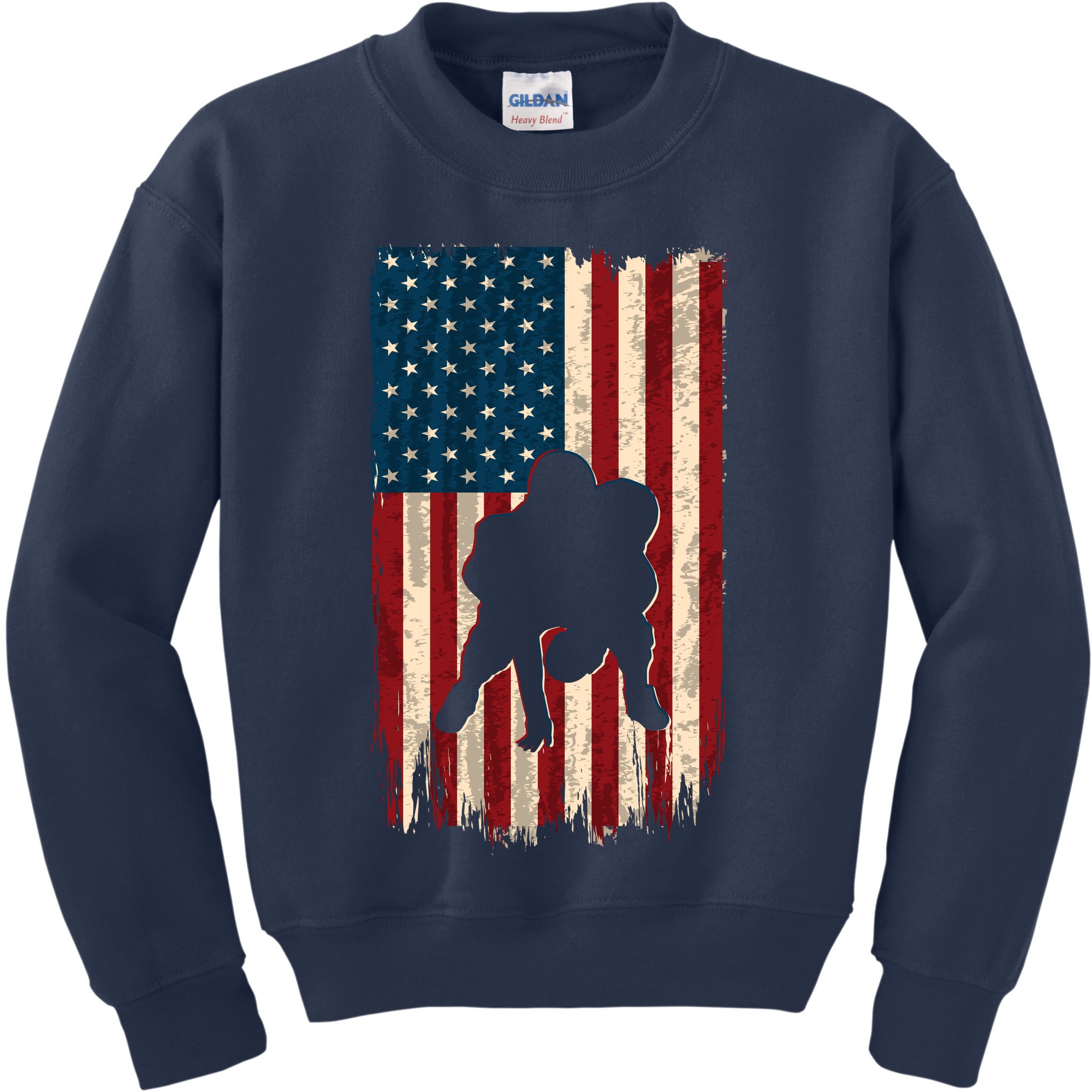 Football Lineman American Flag Sports Fan Kids Sweatshirt