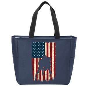 Football Lineman American Flag Sports Fan Zip Tote Bag