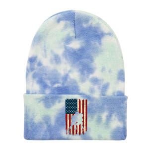 Football Lineman American Flag Sports Fan Tie Dye 12in Knit Beanie