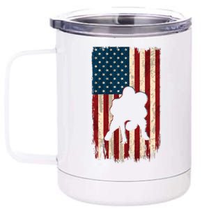 Football Lineman American Flag Sports Fan 12 oz Stainless Steel Tumbler Cup