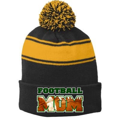 Football Mom Stripe Pom Pom Beanie