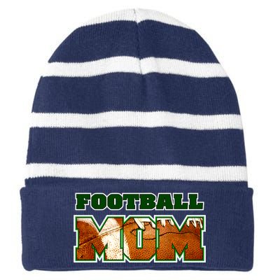 Football Mom Striped Beanie with Solid Band