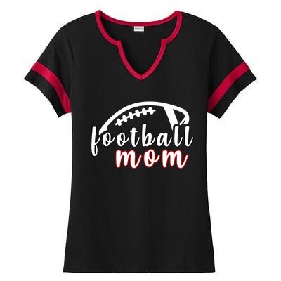 Football Mom Fan Ladies Halftime Notch Neck Tee