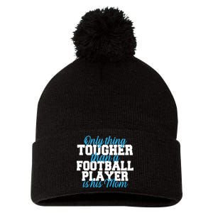 Football Player Tough Mom Pom Pom 12in Knit Beanie