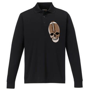 Football Skeleton Skull Performance Long Sleeve Polo