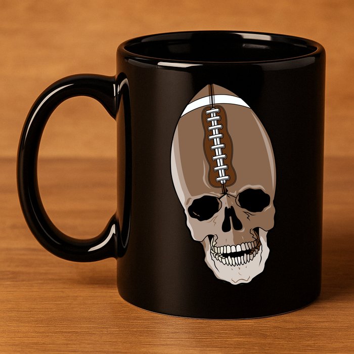 Football Skeleton Skull 11oz C Handle Ceramic Mug