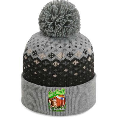 Football Squirrel Runs On The Field Funny The Baniff Cuffed Pom Beanie