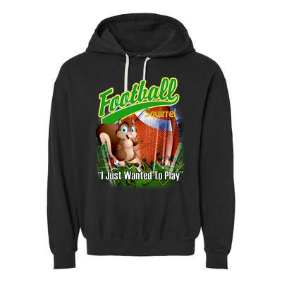 Football Squirrel Runs On The Field Funny Garment-Dyed Fleece Hoodie