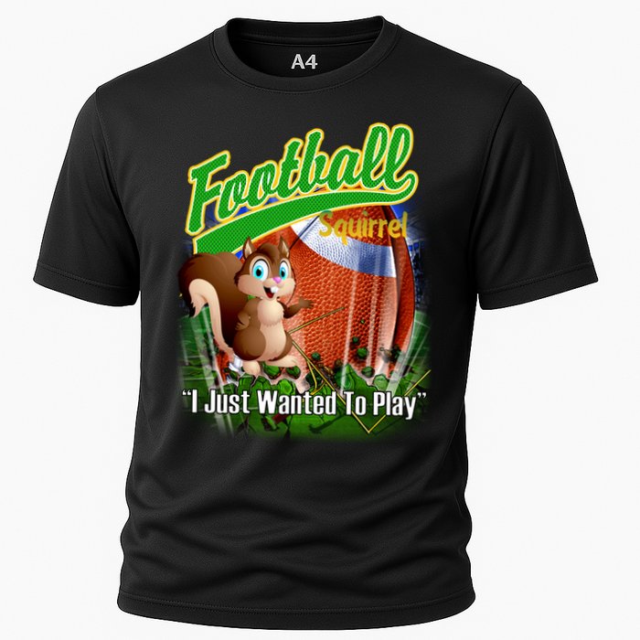 Football Squirrel Runs On The Field Funny Cooling Performance Crew T-Shirt