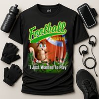 Football Squirrel Runs On The Field Funny Cooling Performance Crew T-Shirt