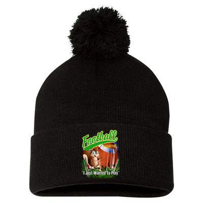 Football Squirrel Runs On The Field Funny Pom Pom 12in Knit Beanie