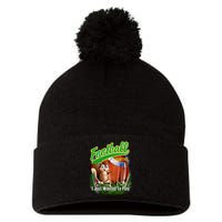 Football Squirrel Runs On The Field Funny Pom Pom 12in Knit Beanie