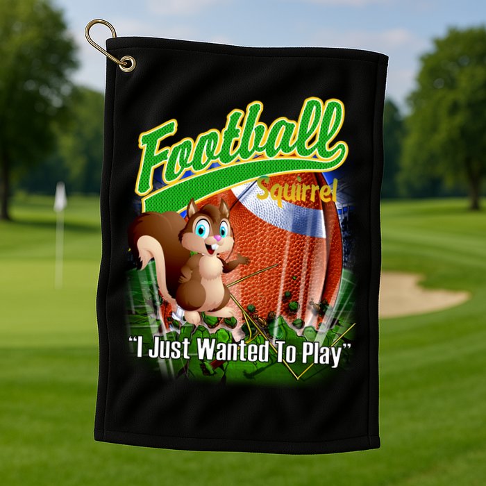 Football Squirrel Runs On The Field Funny Golf Towel