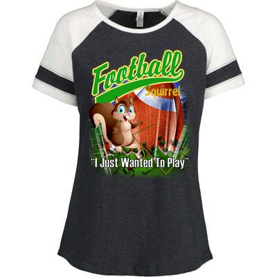 Football Squirrel Runs On The Field Funny Enza Ladies Jersey Colorblock Tee