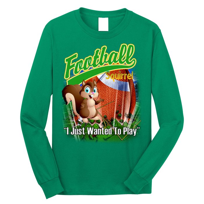 Football Squirrel Runs On The Field Funny Long Sleeve Shirt