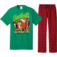 Football Squirrel Runs On The Field Funny Pajama Set