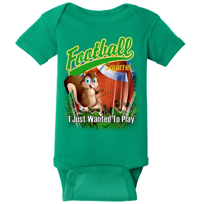 Football Squirrel Runs On The Field Funny Baby Bodysuit