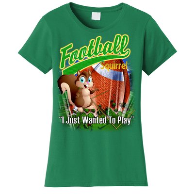 Football Squirrel Runs On The Field Funny Women's T-Shirt