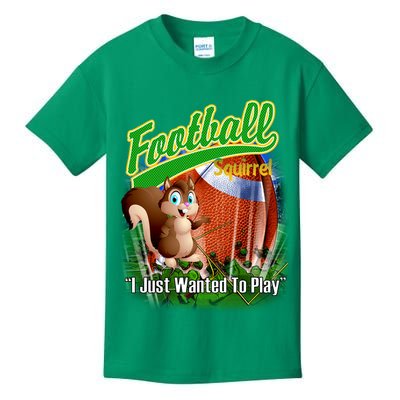 Football Squirrel Runs On The Field Funny Kids T-Shirt