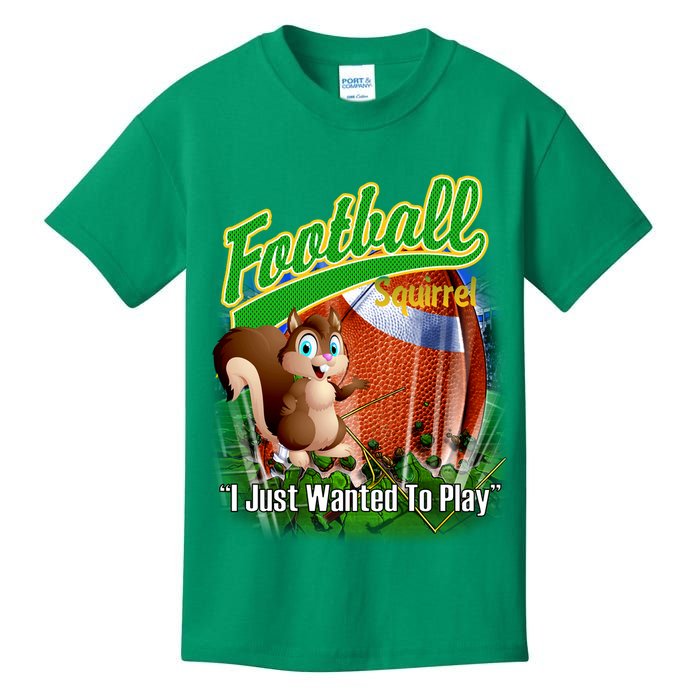 Football Squirrel Runs On The Field Funny Kids T-Shirt