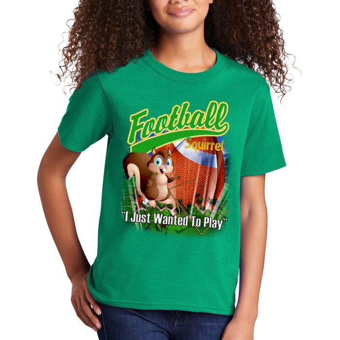 Football Squirrel Runs On The Field Funny Kids T-Shirt