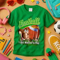 Football Squirrel Runs On The Field Funny Kids T-Shirt