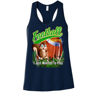 Football Squirrel Runs On The Field Funny Women's Racerback Tank