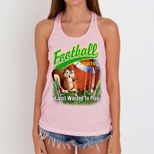 Football Squirrel Runs On The Field Funny Women's Knotted Racerback Tank