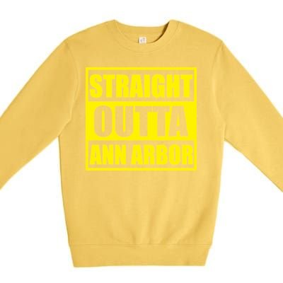 Football Straight Outta Ann Arbor Michigan Premium Crewneck Sweatshirt