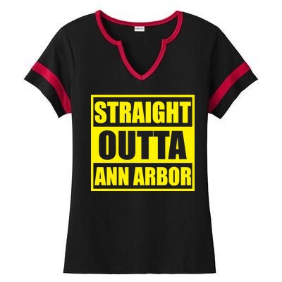 Football Straight Outta Ann Arbor Michigan Ladies Halftime Notch Neck Tee