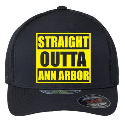 Football Straight Outta Ann Arbor Michigan Flexfit Unipanel Trucker Cap