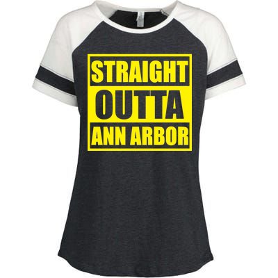 Football Straight Outta Ann Arbor Michigan Enza Ladies Jersey Colorblock Tee