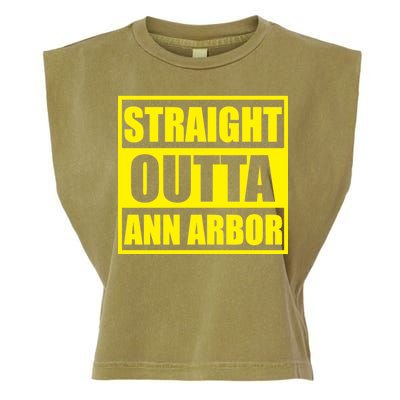 Football Straight Outta Ann Arbor Michigan Garment-Dyed Women's Muscle Tee