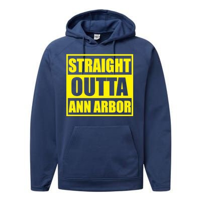 Football Straight Outta Ann Arbor Michigan Performance Fleece Hoodie