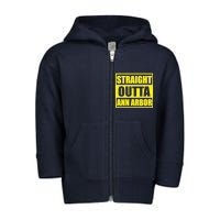 Football Straight Outta Ann Arbor Michigan Toddler Zip Fleece Hoodie