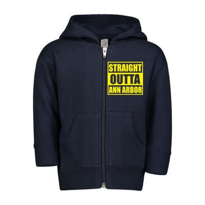 Football Straight Outta Ann Arbor Michigan Toddler Zip Fleece Hoodie