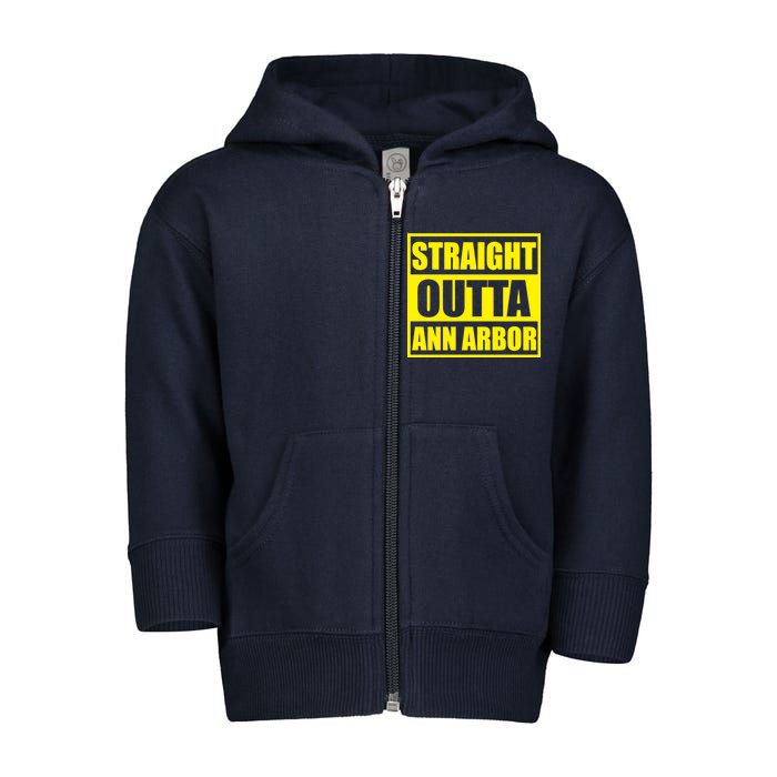 Football Straight Outta Ann Arbor Michigan Toddler Zip Fleece Hoodie